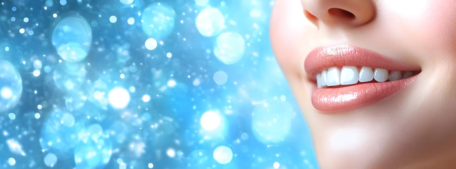 Close-up of healthy, even teeth after composite bonding